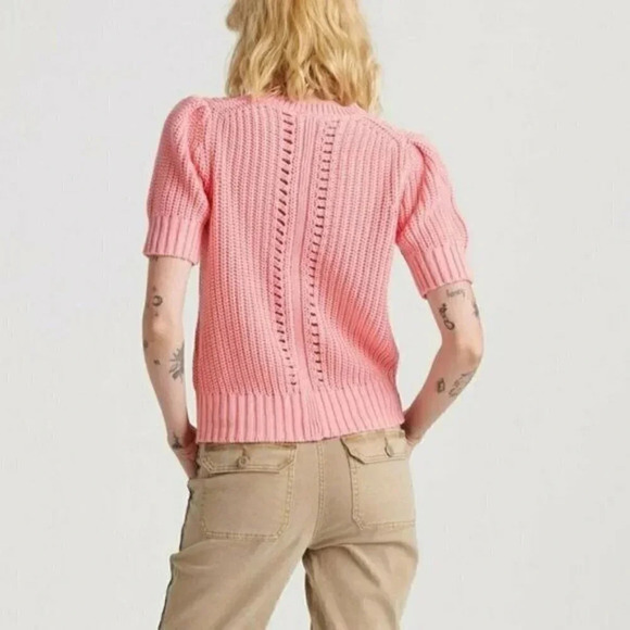 LUCKY BRAND Size XS Pleated Short-sleeve Sweater In Pink New!! - Picture 3 of 8